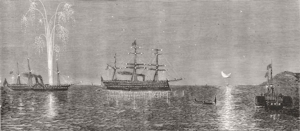 GREECE. King of returning to Yacht Serapis, 30 miles Piraeus 1875 old print